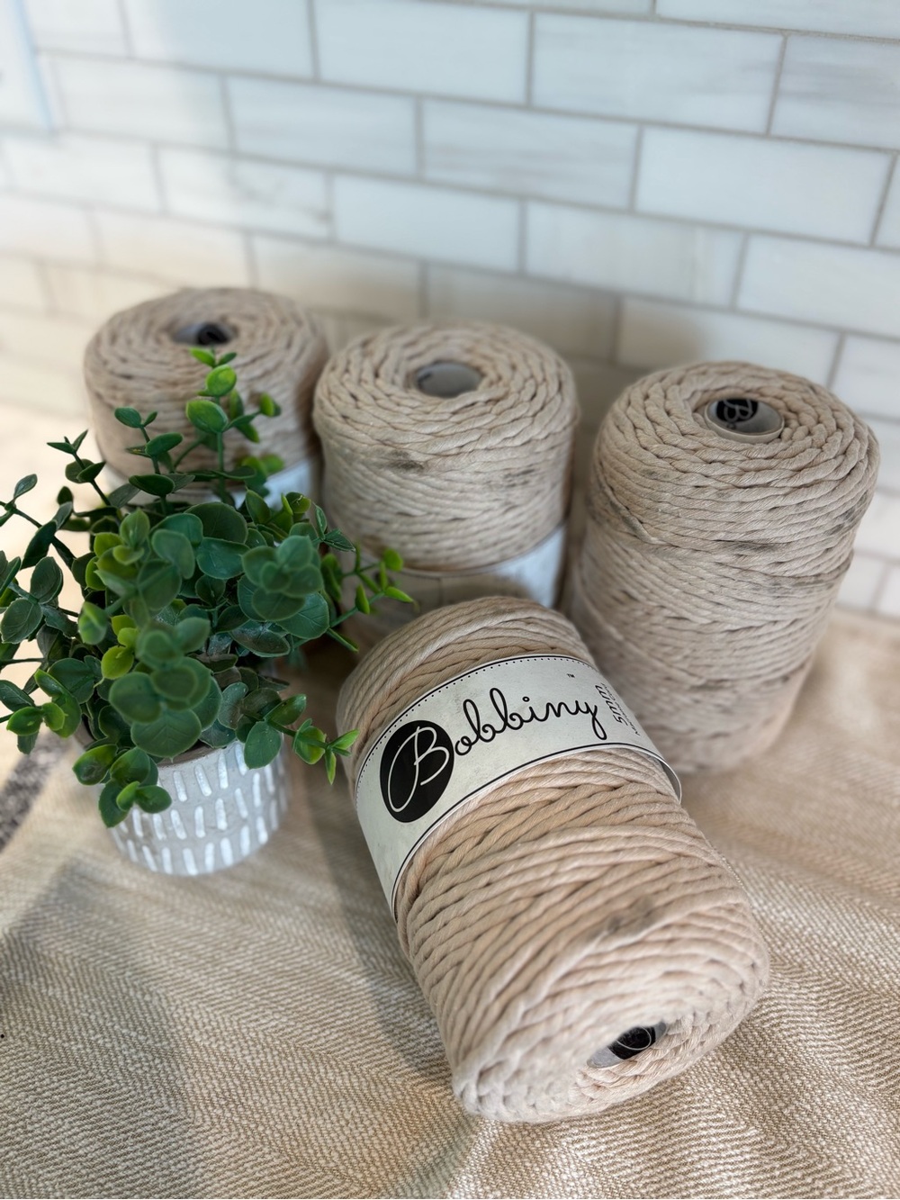 Bobbiny Macrame Cord in Warm Beige